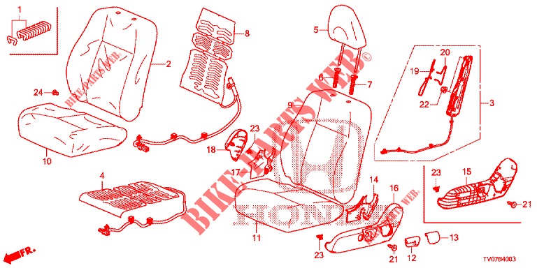 FRONT SEAT/SEATBELTS (G.) (RH) for Honda CIVIC DIESEL 1.6 S 5 Doors 6 speed manual 2013