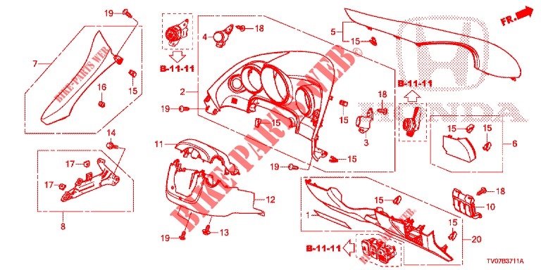 INSTRUMENT GARNISH (COTE DE CONDUCTEUR) (RH) for Honda CIVIC DIESEL 1.6 S 5 Doors 6 speed manual 2013