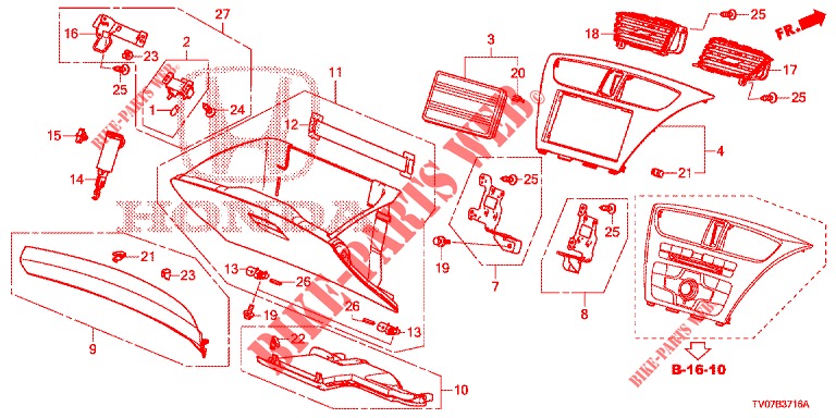 INSTRUMENT GARNISH (COTE DE PASSAGER) (RH) for Honda CIVIC DIESEL 1.6 S 5 Doors 6 speed manual 2013