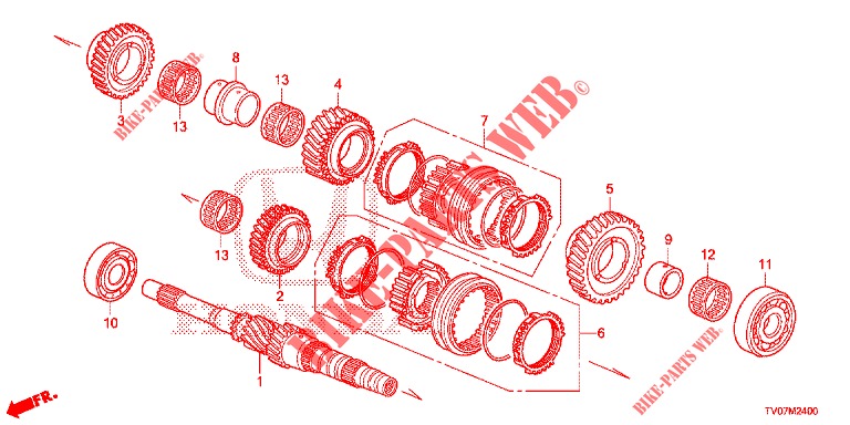 MAINSHAFT (DIESEL) (1.6L) for Honda CIVIC DIESEL 1.6 S 5 Doors 6 speed manual 2013