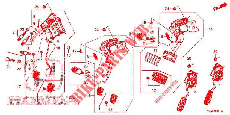 PEDAL (RH) for Honda CIVIC DIESEL 1.6 S 5 Doors 6 speed manual 2013
