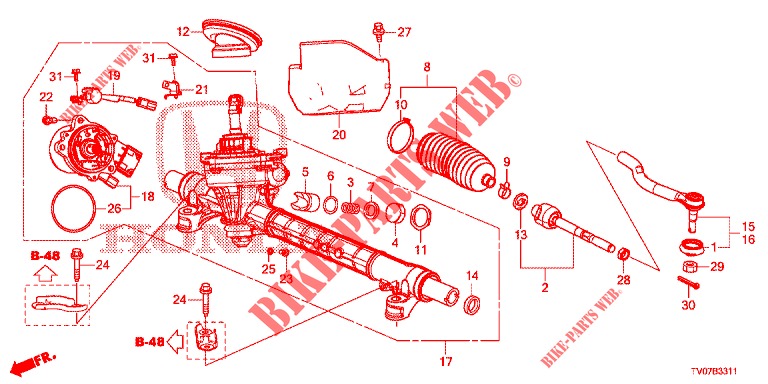 P.S. GEAR BOX (EPS) (RH) for Honda CIVIC DIESEL 1.6 S 5 Doors 6 speed manual 2013