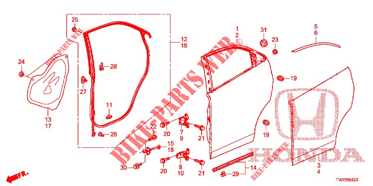 REAR DOOR PANELS (4D)  for Honda CIVIC DIESEL 1.6 S 5 Doors 6 speed manual 2013
