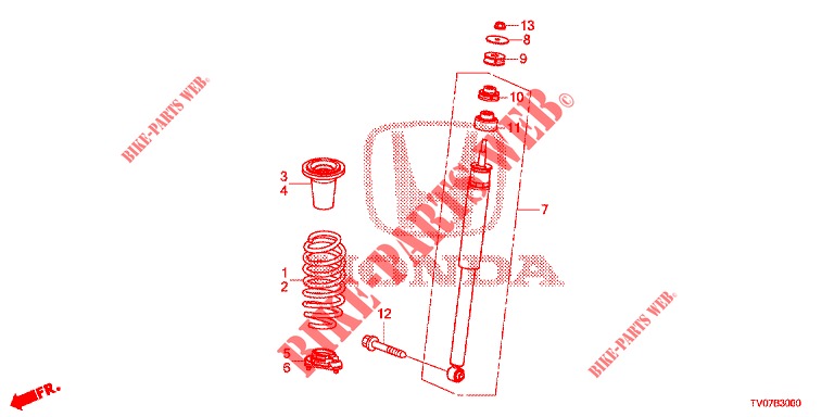 REAR SHOCK ABSORBER  for Honda CIVIC DIESEL 1.6 S 5 Doors 6 speed manual 2013