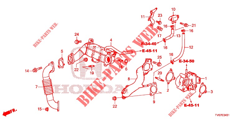 VALVE RECIRC. GAS ECHAP. LOW PRESSURE LOOP (DIESEL) (1.6L) for Honda CIVIC DIESEL 1.6 S 5 Doors 6 speed manual 2013