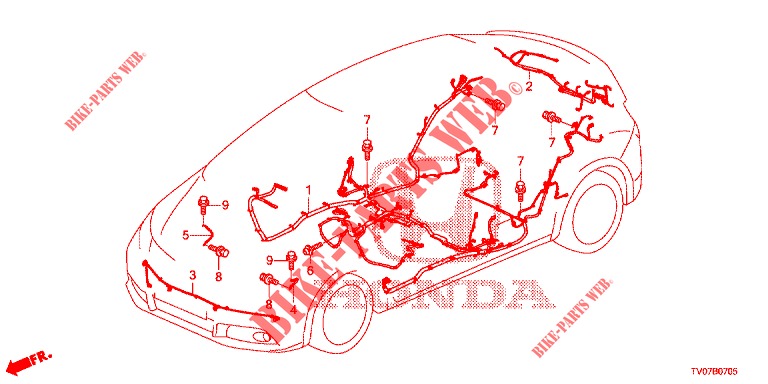 WIRE HARNESS (3) (RH) for Honda CIVIC DIESEL 1.6 S 5 Doors 6 speed manual 2013