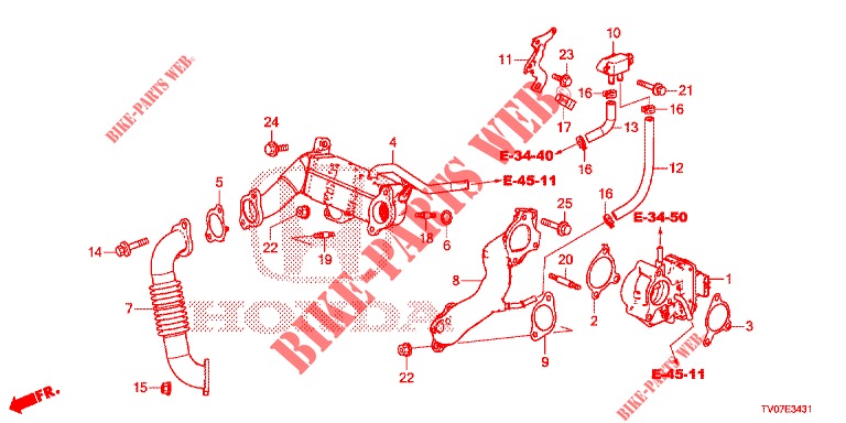 VALVE RECIRC. GAS ECHAP. LOW PRESSURE LOOP (DIESEL) (1.6L) for Honda CIVIC DIESEL 1.6 SE 5 Doors 6 speed manual 2013