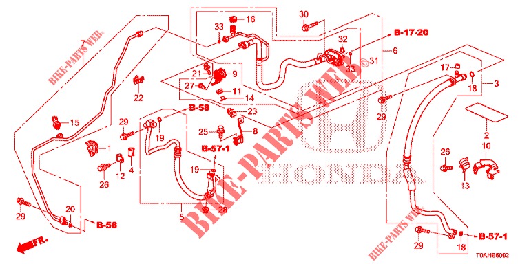 AIR CONDITIONER (FLEXIBLES/TUYAUX) (DIESEL) (LH) for Honda CR-V DIESEL 1.6 EXCLUSIVE NAVI 4WD 5 Doors 6 speed manual 2017