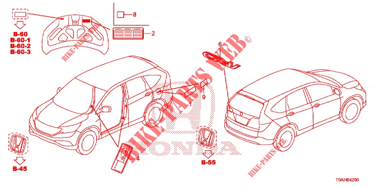 EMBLEMS/CAUTION LABELS  for Honda CR-V DIESEL 1.6 EXCLUSIVE NAVI 4WD 5 Doors 6 speed manual 2017