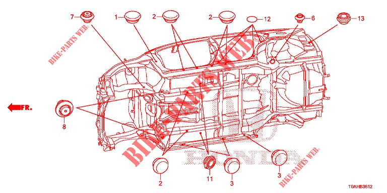 GROMMET (INFERIEUR) for Honda CR-V DIESEL 1.6 EXCLUSIVE NAVI 4WD 5 Doors 6 speed manual 2017