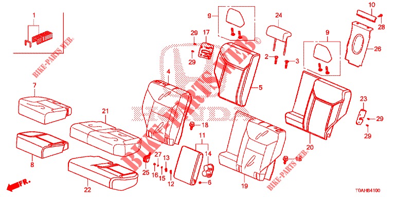 REAR SEAT/SEATBELT (2D)  for Honda CR-V DIESEL 1.6 EXCLUSIVE NAVI 4WD 5 Doors 6 speed manual 2017