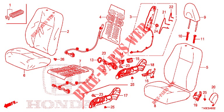 FRONT SEAT/SEATBELTS (D.) (RH) for Honda CIVIC 1.4 SE 5 Doors 6 speed manual 2014