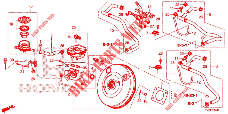 BRAKE MASTER CYLINDER/MAS TER POWER (RH) for Honda CIVIC 1.8 ES 5 Doors 6 speed manual 2014