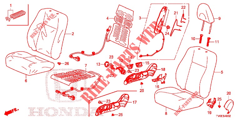 FRONT SEAT/SEATBELTS (D.) (RH) for Honda CIVIC 1.8 ES 5 Doors 6 speed manual 2014
