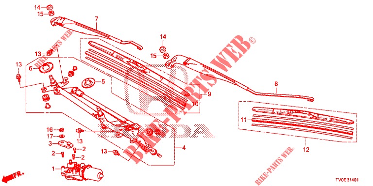 FRONT WINDSHIELD WIPER (RH) for Honda CIVIC 1.8 ES 5 Doors 6 speed manual 2014