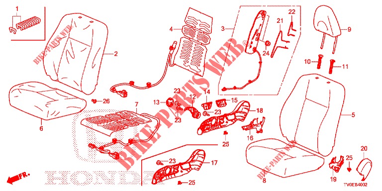 FRONT SEAT/SEATBELTS (D.) (RH) for Honda CIVIC 1.8 SE 5 Doors 6 speed manual 2014
