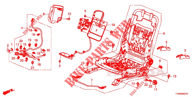 FRONT SEAT COMPONENTS (G.) (SIEGE REGLAGE MANUEL) for Honda CIVIC 1.8 ES 5 Doors 6 speed manual 2015