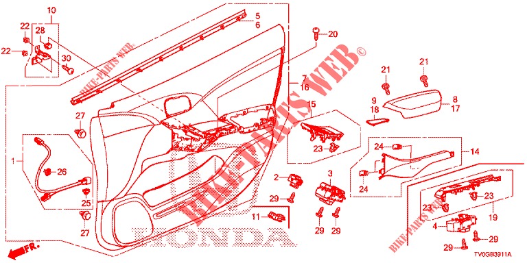 FRONT DOOR LINING (RH) for Honda CIVIC 1.8 S 5 Doors 6 speed manual 2015