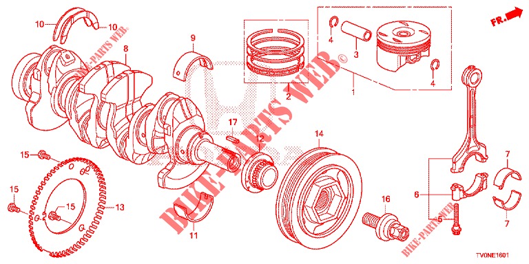 CRANKSHAFT/PISTON (1.8L) for Honda CIVIC 1.8 SE 5 Doors 6 speed manual 2016