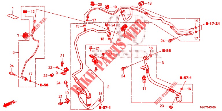AIR CONDITIONER (FLEXIBLES/TUYAUX) (1.5L) (RH) for Honda CIVIC 1.5 RS 5 Doors 6 speed manual 2018