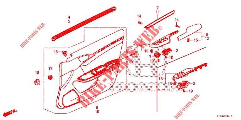 FRONT DOOR LINING (RH) for Honda CIVIC 1.5 RS 5 Doors 6 speed manual 2018