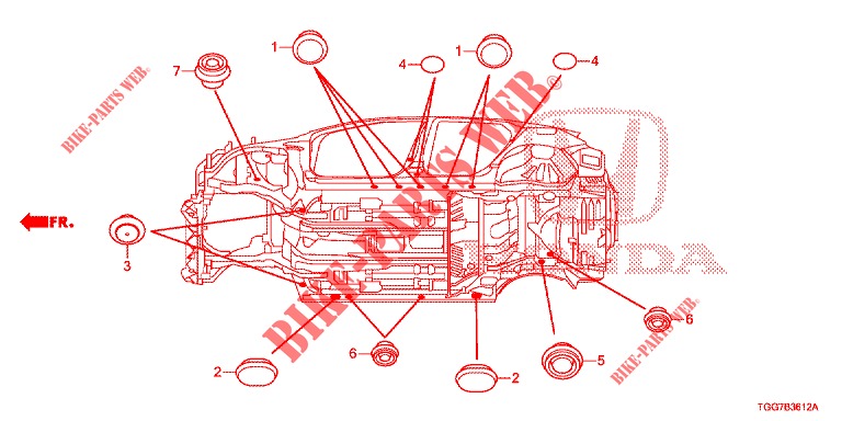 GROMMET (INFERIEUR) for Honda CIVIC 1.5 RS 5 Doors 6 speed manual 2018
