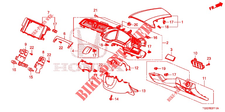 INSTRUMENT GARNISH (COTE DE CONDUCTEUR) (RH) for Honda CIVIC 1.5 RS 5 Doors 6 speed manual 2018