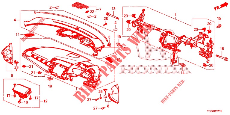 INSTRUMENT PANEL UPPER (RH) for Honda CIVIC 1.5 RS 5 Doors 6 speed manual 2018