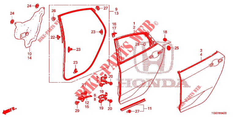 REAR DOOR PANELS (4D)  for Honda CIVIC 1.5 RS 5 Doors 6 speed manual 2018