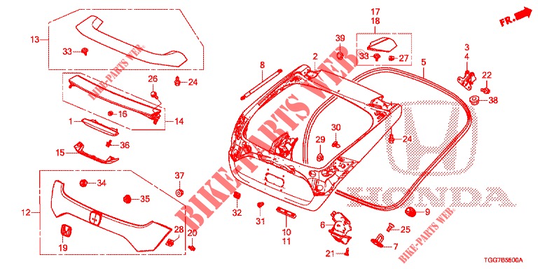 TAILGATE PANEL (2D)  for Honda CIVIC 1.5 RS 5 Doors 6 speed manual 2018