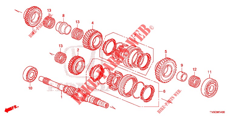 MAINSHAFT (DIESEL) for Honda CIVIC DIESEL 1.6 EX EURO 6 5 Doors 6 speed manual 2015