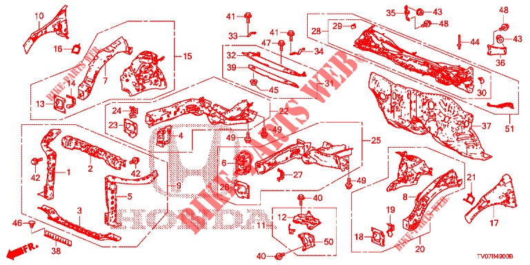 FRONT BULKHEAD/DASHBOARD  for Honda CIVIC 1.8 SE 5 Doors 6 speed manual 2013