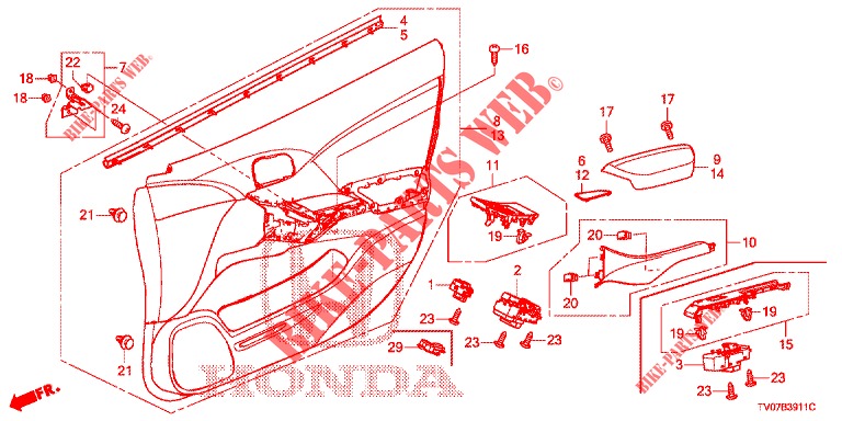 FRONT DOOR LINING (RH) for Honda CIVIC 1.8 SE 5 Doors 6 speed manual 2013