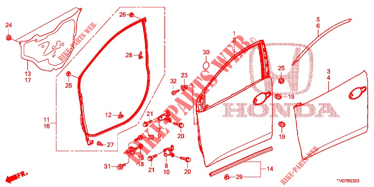 FRONT DOOR PANELS (2D)  for Honda CIVIC 1.8 SE 5 Doors 6 speed manual 2013