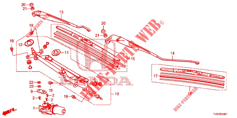 FRONT WINDSHIELD WIPER (RH) for Honda CIVIC 1.8 SE 5 Doors 6 speed manual 2013