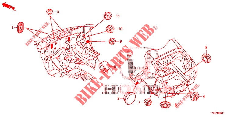 GROMMET (ARRIERE) for Honda CIVIC 1.8 SE 5 Doors 6 speed manual 2013