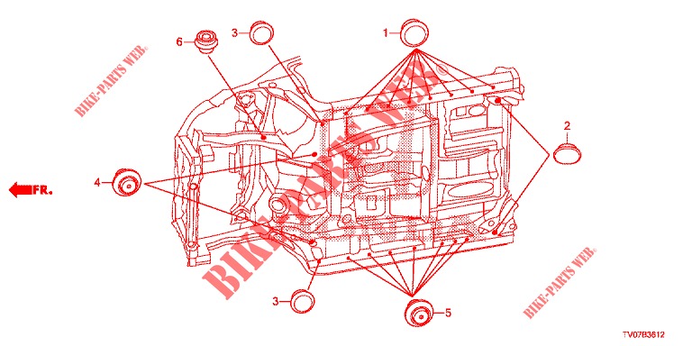 GROMMET (INFERIEUR) for Honda CIVIC 1.8 SE 5 Doors 6 speed manual 2013