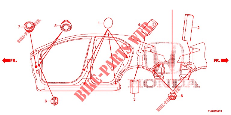 GROMMET (LATERAL) for Honda CIVIC 1.8 SE 5 Doors 6 speed manual 2013