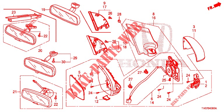 MIRROR/SUNVISOR  for Honda CIVIC 1.8 SE 5 Doors 6 speed manual 2013