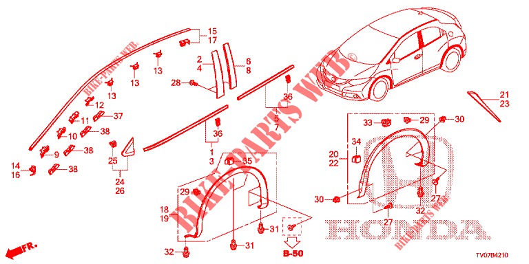 MOLDING/PROTECTOR  for Honda CIVIC 1.8 SE 5 Doors 6 speed manual 2013