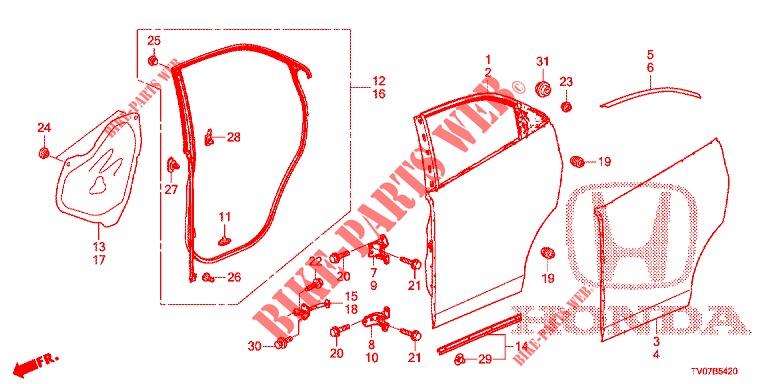 REAR DOOR PANELS (4D)  for Honda CIVIC 1.8 SE 5 Doors 6 speed manual 2013