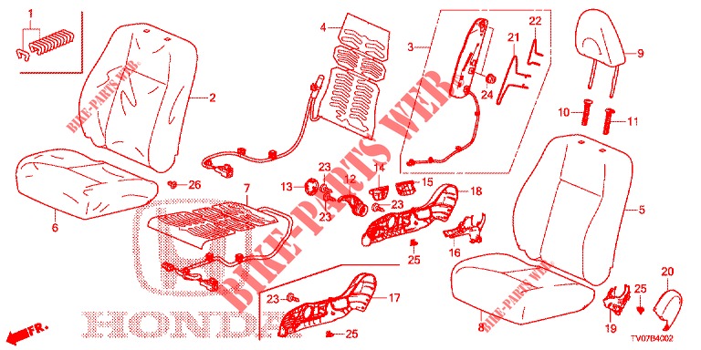 FRONT SEAT/SEATBELTS (D.) (RH) for Honda CIVIC 2.2 EX 5 Doors 6 speed manual 2013