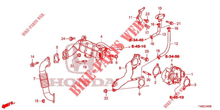 VALVE RECIRCULATION EXHAUST GAS. LOW PRESSURE LOOP (DIESEL) for Honda CIVIC DIESEL 1.6 ES 5 Doors 6 speed manual 2014