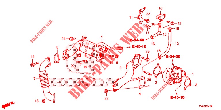 VALVE RECIRCULATION EXHAUST GAS. LOW PRESSURE LOOP (DIESEL) for Honda CIVIC DIESEL 1.6 EXGT 5 Doors 6 speed manual 2014