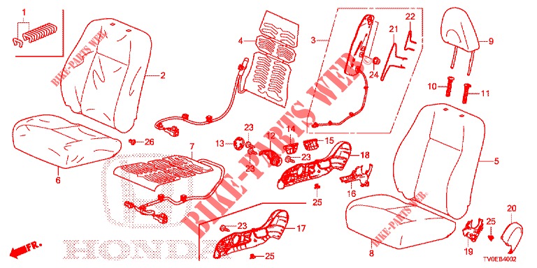 FRONT SEAT/SEATBELTS (D.) (RH) for Honda CIVIC DIESEL 1.6 GT 5 Doors 6 speed manual 2014
