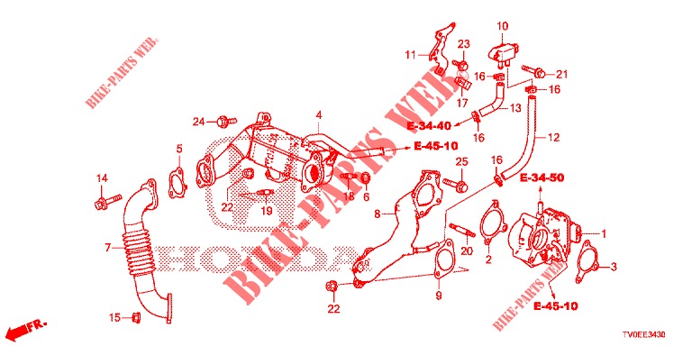 VALVE RECIRCULATION EXHAUST GAS. LOW PRESSURE LOOP (DIESEL) for Honda CIVIC DIESEL 1.6 GT 5 Doors 6 speed manual 2014