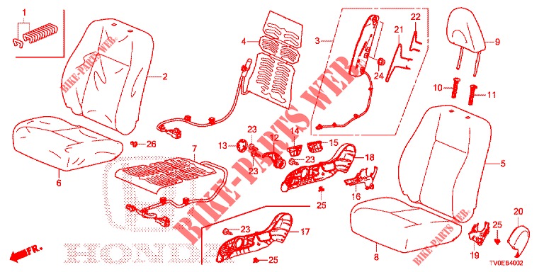 FRONT SEAT/SEATBELTS (D.) (RH) for Honda CIVIC DIESEL 1.6 S 5 Doors 6 speed manual 2014