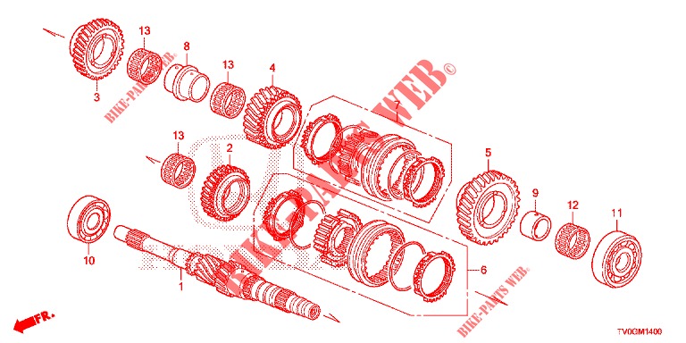 MAINSHAFT (DIESEL) for Honda CIVIC DIESEL 1.6 ES EURO 6 5 Doors 6 speed manual 2015