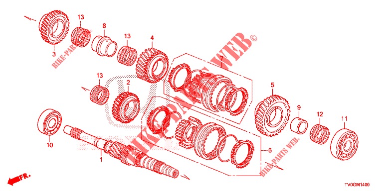 MAINSHAFT (DIESEL) for Honda CIVIC DIESEL 1.6 S EURO 6 5 Doors 6 speed manual 2015