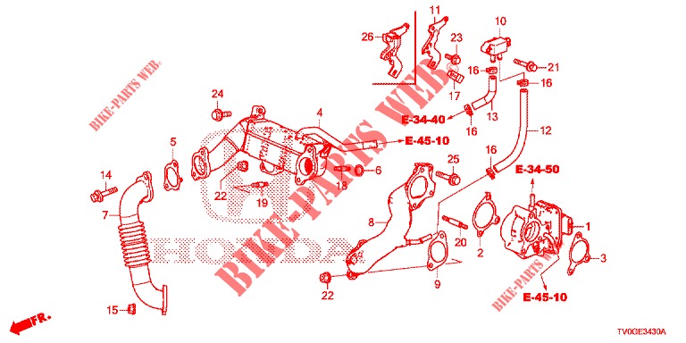 VALVE RECIRCULATION EXHAUST GAS. LOW PRESSURE LOOP (DIESEL) for Honda CIVIC DIESEL 1.6 S EURO 6 5 Doors 6 speed manual 2015